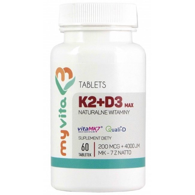 Myvita Witamina K2 Mk 7 Max 200 Mcg D3 4000 Iu 60 Tabletek