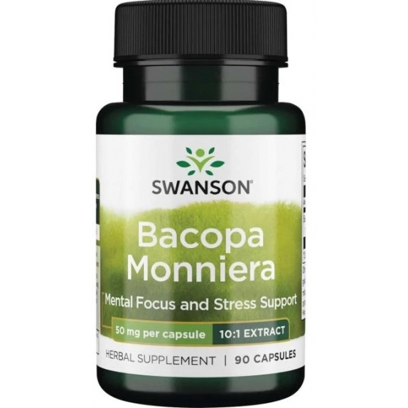 Swanson Bacopa Monniera 50 mg 10:1 extract 90 kapsułek cena 26,90zł