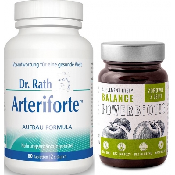 Dr Rath Arteriforte 60 tabletek + Powerbiotic Balance Jabłko 60 kapsułek Ecobiotics cena 281,99zł
