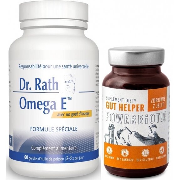 Dr Rath Omega E 60 kapsułek + Powerbiotic Gut Helper Ocet gruszkowy 60 kapsułek Ecobiotics cena 179,99zł