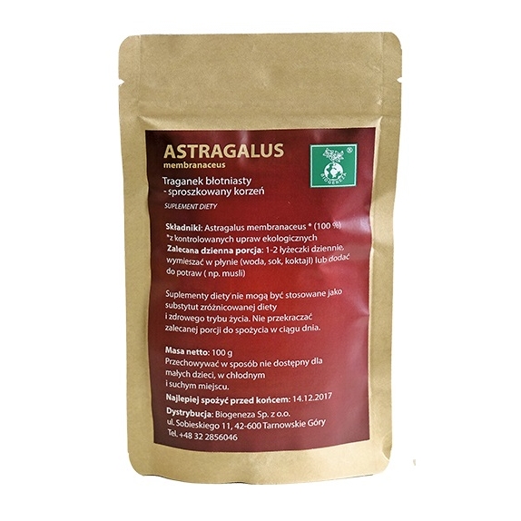 Traganek błoniasty-Astragalus membranaceus 100g Biogeneza cena 45,90zł