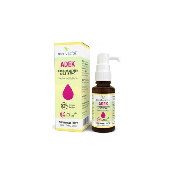 Medverita ADEK kompleks witamin A, D, E i K MK-7 30ml/ 600 kropli cena €9,72