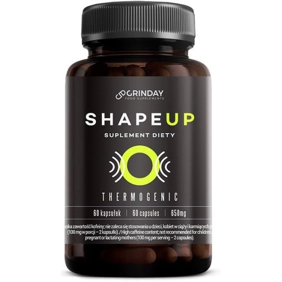 Grinday Shape up Termogeniczny spalacz tłuszczu 650 mg 60 kapsułek cena 24,57$