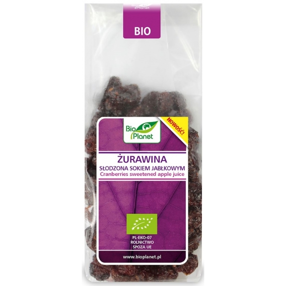 Żurawina słodzona sokiem jabłkowym 100 g BIO Bio Planet cena 9,35zł