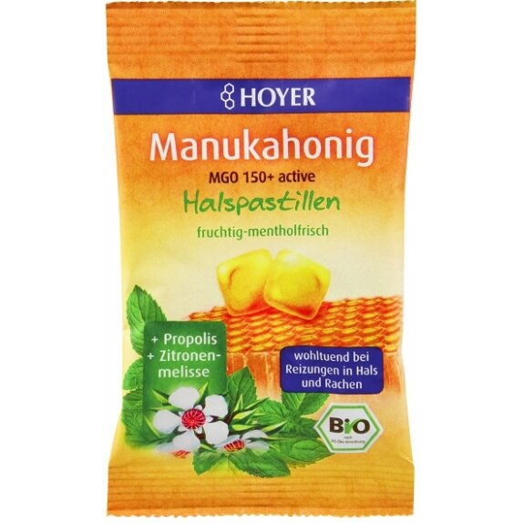 Pastylki z miodem manuka MGO 150+ BIO 30 g Hoyer cena 3,79$