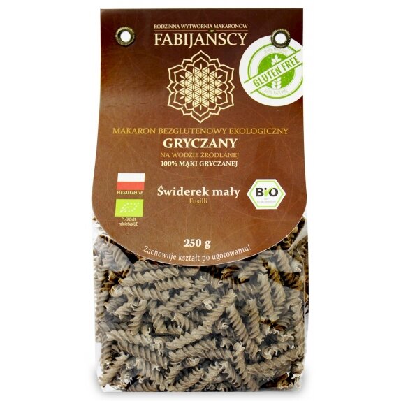 Makaron gryczany świderek fusilli bezglutenowy 250 g BIO Fabijańscy cena 10,45zł