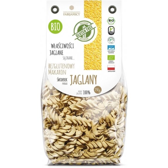 Makaron jaglany świderek fusilli bezglutenowy 250 g BIO Fabijańscy cena 13,35zł
