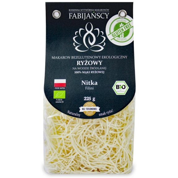 Makaron z ryżu białego nitka filini bezglutenowy 225 g BIO Fabijańscy cena 10,99zł