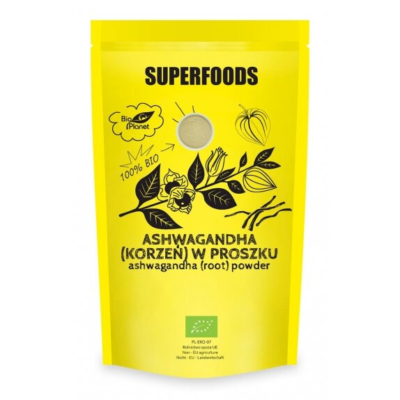 Ashwagandha (korzeń) w proszku 150 g BIO Bio Planet cena 14,35zł