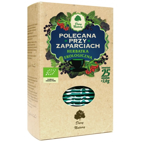 Herbatka polecana przy zaparciach BIO 25 x 2 g Dary Natury cena 8,59zł