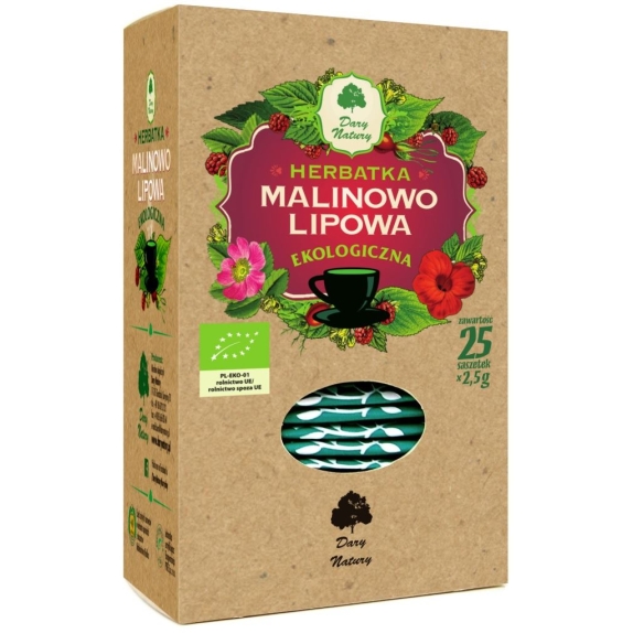 Herbatka lipowo-malinowa 25 x 2,5 g BIO Dary Natury cena 25,69zł