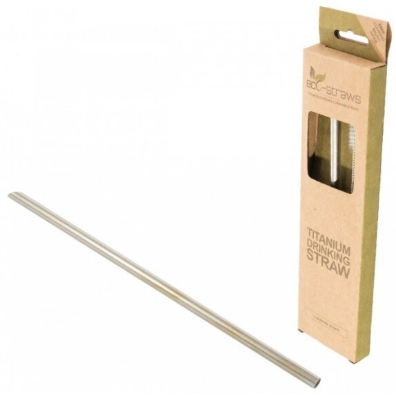 Wielorazowa słomka do picia prosta (tytan) 215 mm x 6 mm 1 sztuka i szczoteczka w zestawie Ecostrawz cena €9,34