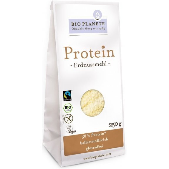 Mąka z orzeszków ziemnych o wysokiej zawartości białka bezglutenowa FT BIO 250 g Bio Planete cena 12,39zł