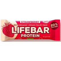 Baton proteinowy z truskawkami raw bezglutenowy 47 g BIO Life food
