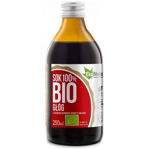 EkaMedica sok z głogu 100% 250 ml BIO cena 3,40$