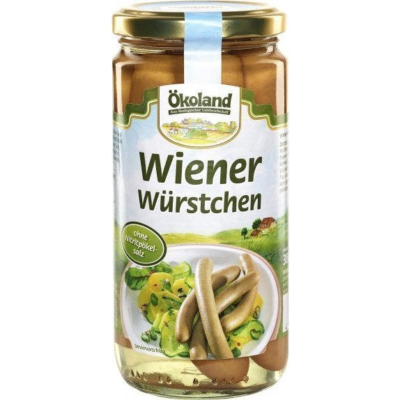 Kiełbaski wiedeńskie w zalewie bezglutenowe BIO 380 g (180 g) Okoland cena 5,60$