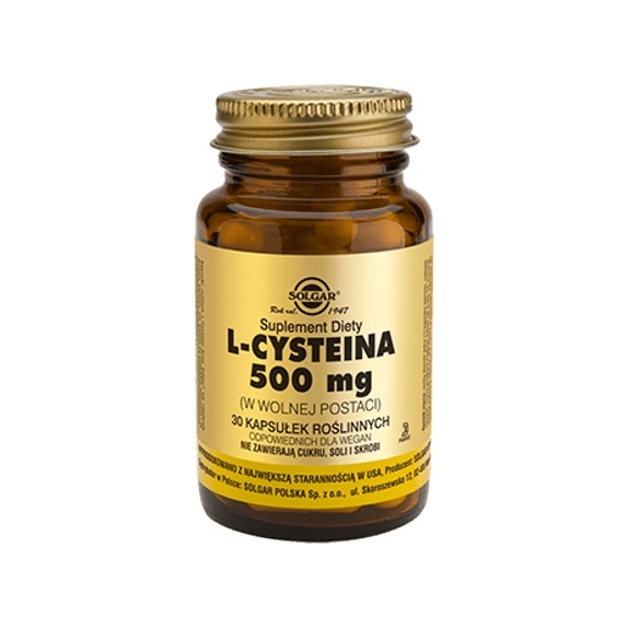 Solgar L-Cysteina 500 mg 30 kapsułek cena 65,99zł