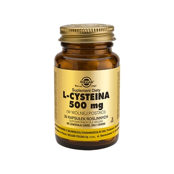 Solgar L-Cysteina 500 mg 30 kapsułek cena 65,99zł