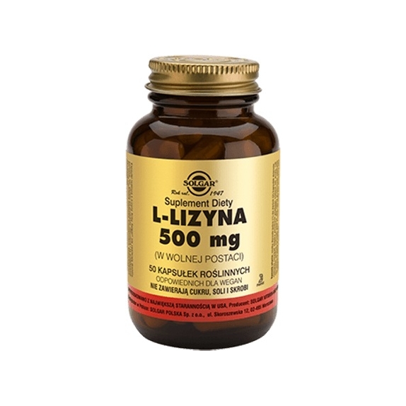 Solgar L-Lizyna 500 mg 50 kapsułek cena 35,50zł