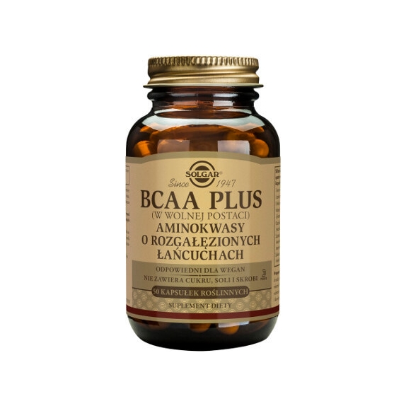 Solgar BCAA Plus aminokwasy 50 kapsułek cena 116,54zł