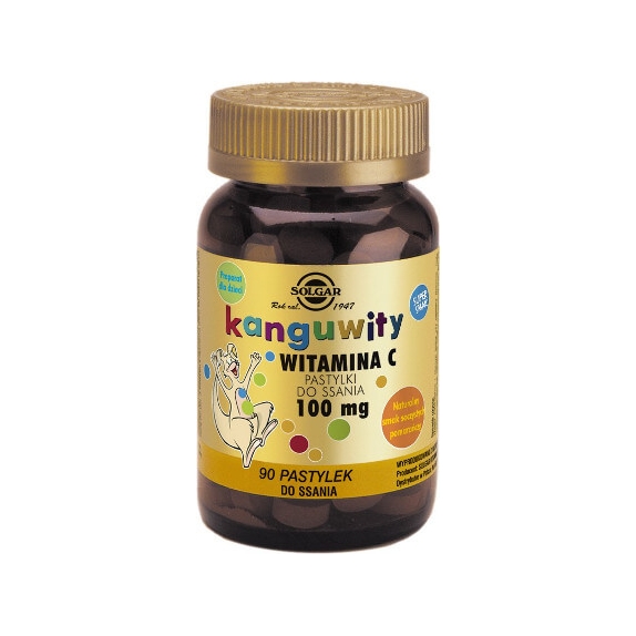 Solgar Kanguwity Witamina C 100 mg smak pomarańczy 90 pastylek do ssania cena 61,90zł
