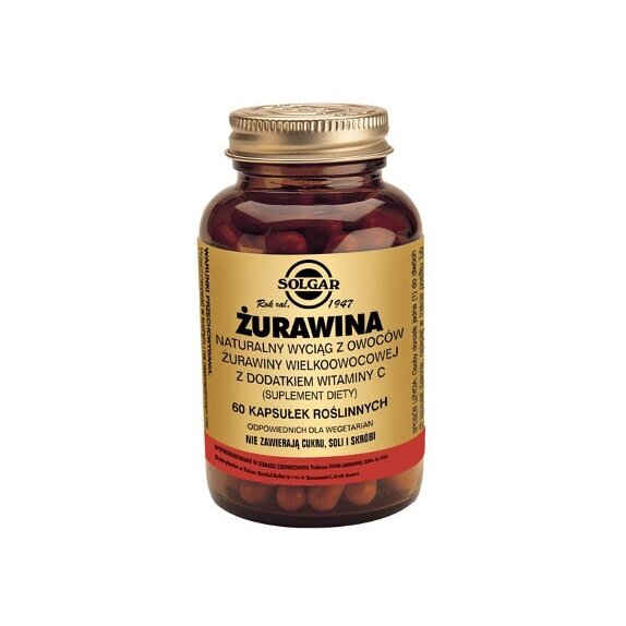 Solgar Żurawina z witaminą C 60 kapsułek PROMOCJA !!! OSTATNIA SZTUKA !!! cena 72,99zł
