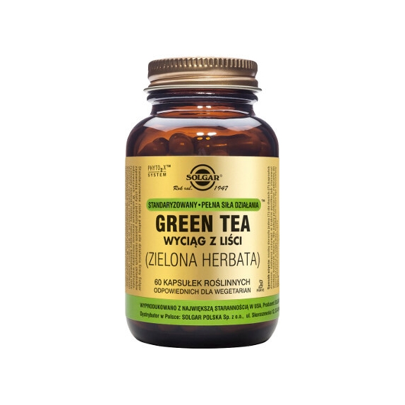 Solgar Green Tea wyciąg z liści 60 kapsułek cena 108,14zł