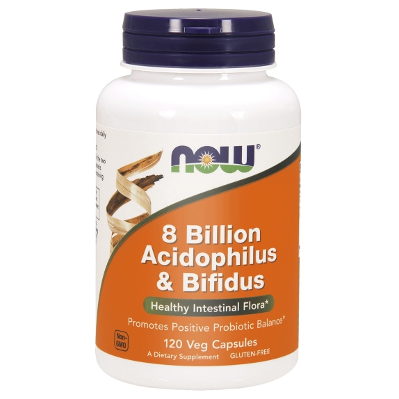 Acidofilus i Bifidus 8 miliardów probiotyków 120 kapsułek NOW Foods cena 86,75zł