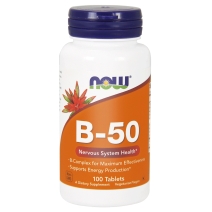 B-50 Kompleks witamin B 100 tabletek NOW Foods