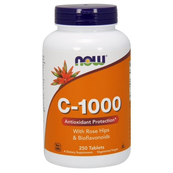 Witamina C-1000+ Dzika róża+ Bioflawonoidy 250 tabletek NOW Foods cena 81,57zł