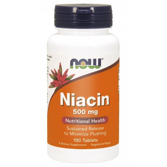 Niacyna 500 mg 100 tabletek NOW Foods cena 29,99zł
