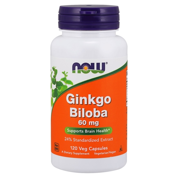 NOW Foods Ginkgo Biloba ekstrakt 60 mg 120 kapsułek PROMOCJA! cena 46,99zł