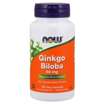 NOW Foods Ginkgo Biloba ekstrakt 60 mg 120 kapsułek PROMOCJA!