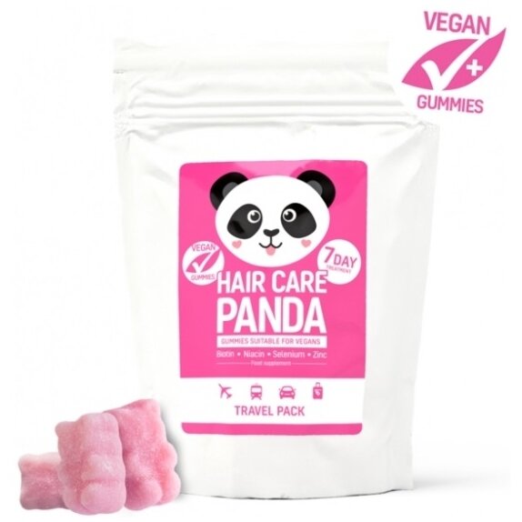 Hair Care Panda Travel Pack na 7dni Witaminy na włosy w żelkach dla wegan 70g Noble Health cena 35,12zł