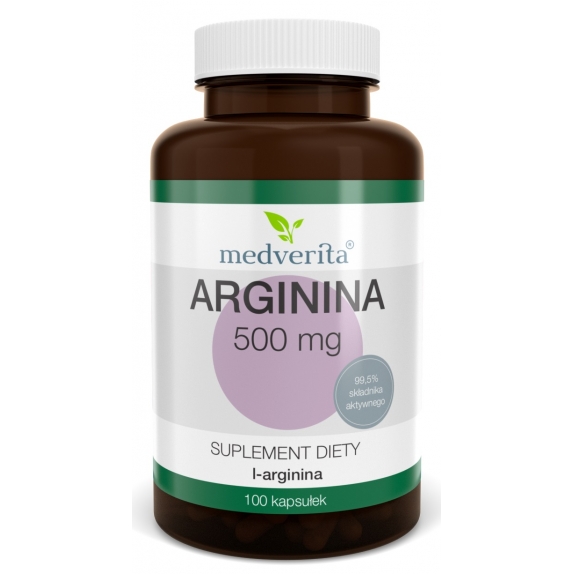 Arginina 500 mg 100 kapsułek Medverita cena 18,89zł