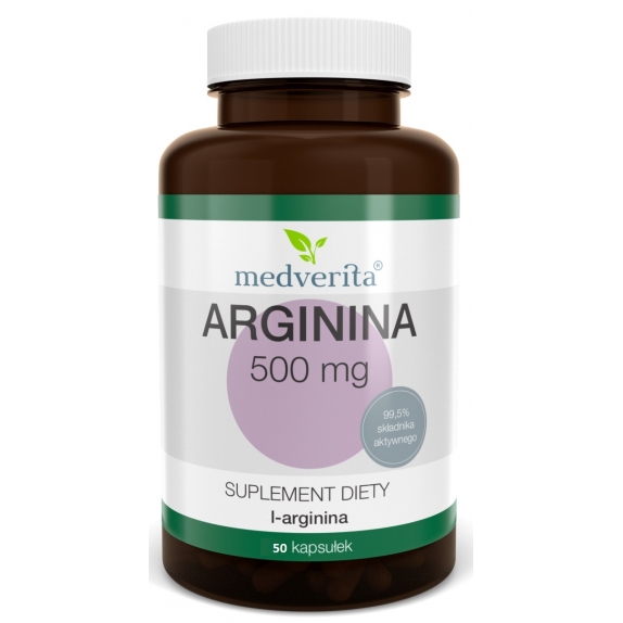 Arginina 500 mg 50 kapsułek Medverita cena 12,10zł