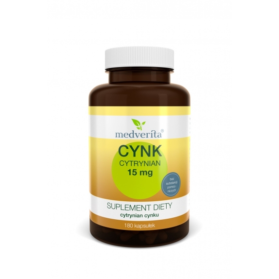 Cynk Cytrynian 15mg 180 kapsułek Medverita cena €4,53