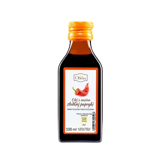 Olej z nasion słodkiej papryki nieoczyszczony tłoczony na zimno 100 ml Olvita cena 23,50zł