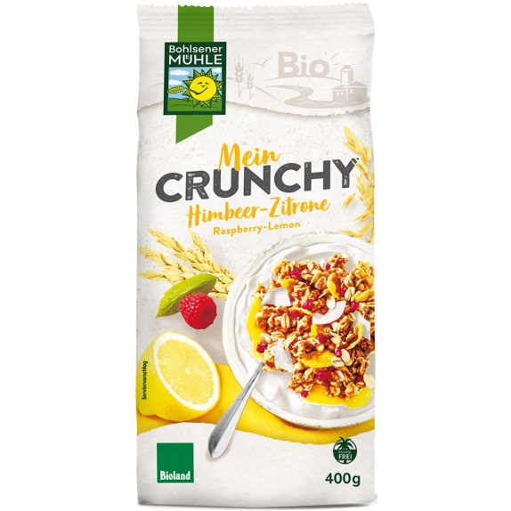 Crunchy jogurtowo-cytrynowe z malinami 400g BIO Bohlsener Muehle cena 17,59zł