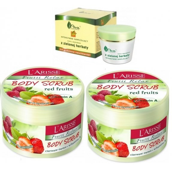 Ava Larisse Frutti Relax scrub do ciała czerwone owoce 2x250g + Krem zielona herbata 50ml GRATIS! cena 32,92zł