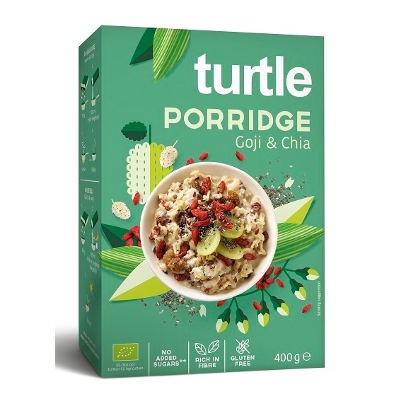 Owsianka z jagodami goji i nasionami chia bezglutenowa 400 g BIO Turtle  cena 21,45zł