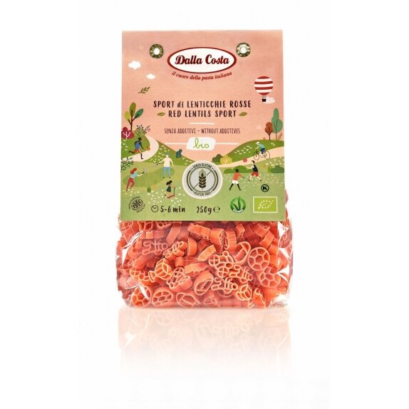 Makaron z czerwonej soczewicy sport bezglutenowy 250 g BIO Dalla Costa cena 11,89zł