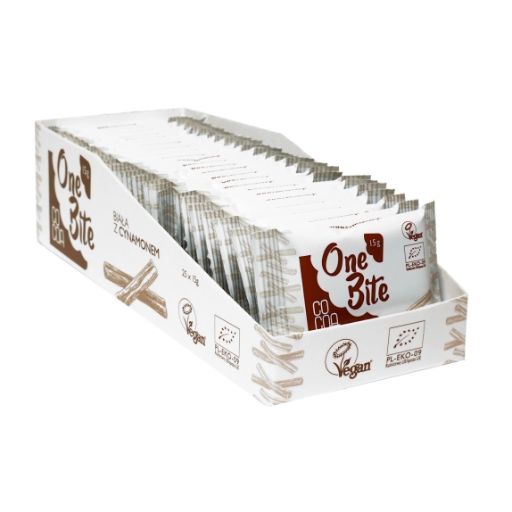 Cocoa one bite tabliczka biała z cynamonem 15 g x 12 sztuk BIO cena 36,45zł