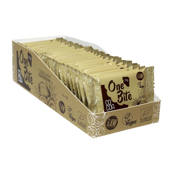 Cocoa one bite czekolada kokosowa 15 g x 12 sztuk BIO ! cena 36,45zł