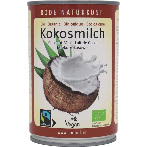 Napój kokosowy bez gumy guar 17% tłuszczu FAIR TRADE 400 ml (puszka) Horst Bode cena 12,89zł