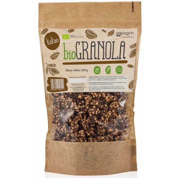 Granola z kakao bezglutenowa 320 g BIO Papagrin cena 23,19zł