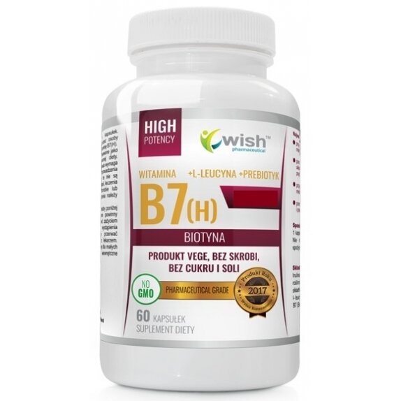 Witamina B7 5000µg Biotyna (H) 60 kapsułek Wish Pharmaceutical cena 15,59zł