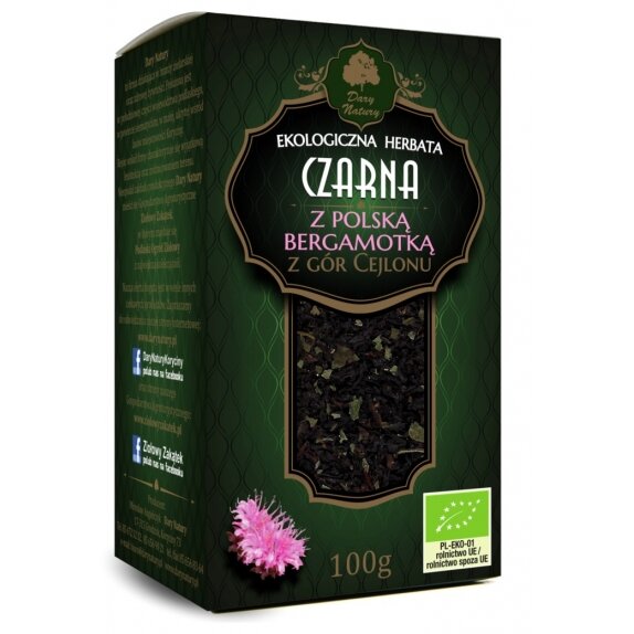 Herbata czarna z polską bergamotką 100g BIO Dary Natury cena 23,59zł