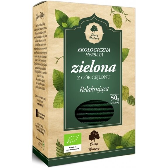 Herbatka zielona relaksująca BIO (25 x 2 g ) Dary Natury cena 3,70$
