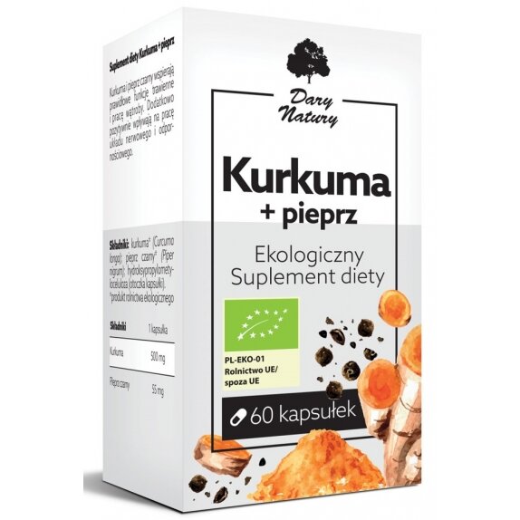 Kurkuma z pieprzem 60 kapsułek BIO Dary Natury  cena 39,09zł